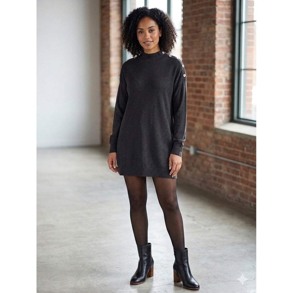 Banana Republic Sweater Dress Mini Black Lightweight Cotton Medium